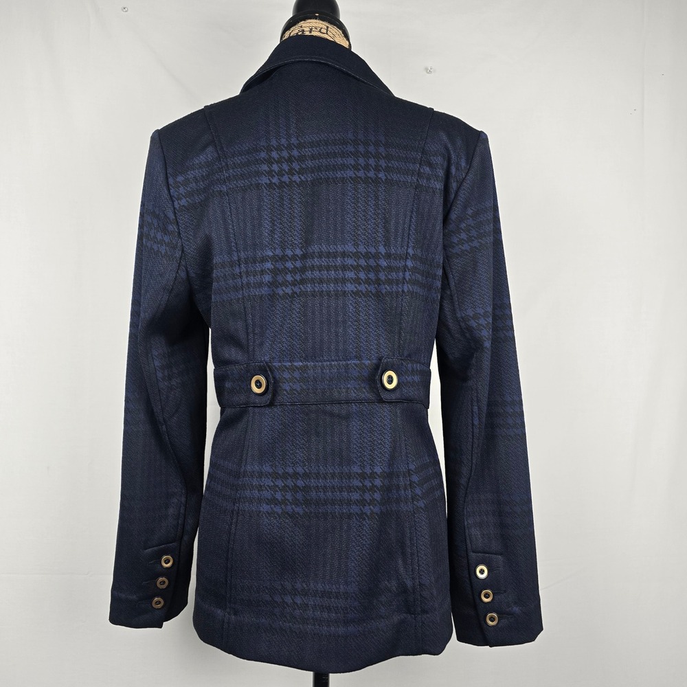 Cabi Regency Women's Blazer Navy Blue Black Plaid Single Button Career Jacket L - Picture 15 of 16